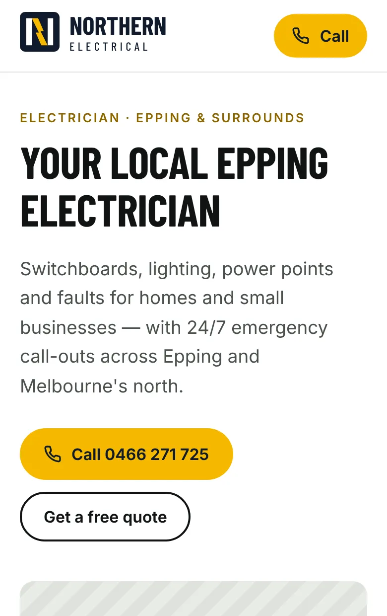 Northern Electrical website on a phone